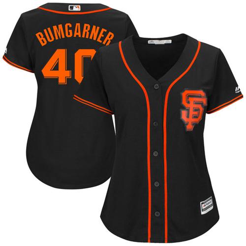 Giants #40 Madison Bumgarner Black Women's Alternate Stitched MLB Jersey