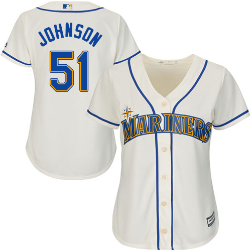 Mariners #51 Randy Johnson Cream Alternate Women's Stitched MLB Jersey Mariners #51 Randy Johnson Cream Alternate Women's Stitched MLB Jersey