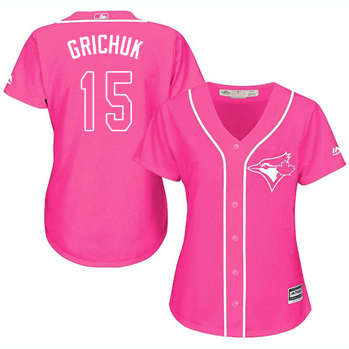 Blue Jays #15 Randal Grichuk Pink Fashion Women's Stitched MLB Jersey Blue Jays #15 Randal Grichuk Pink Fashion Women's Stitched MLB Jersey