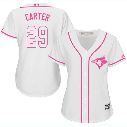 Blue Jays #29 Joe Carter White/Pink Fashion Women's Stitched MLB Jersey Blue Jays #29 Joe Carter White/Pink Fashion Women's Stitched MLB Jersey