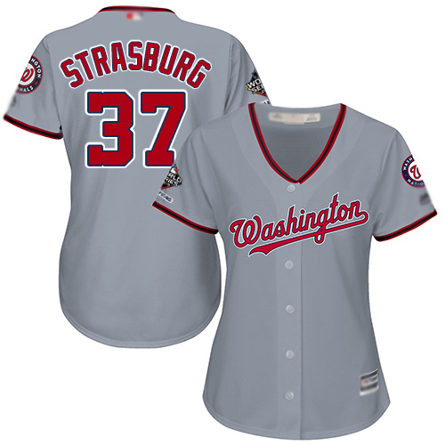Nationals #37 Stephen Strasburg Grey Road 2019 World Series Champions Women's Stitched MLB Jersey Nationals #37 Stephen Strasburg Grey Road 2019 World Series Champions Women's Stitched MLB Jersey