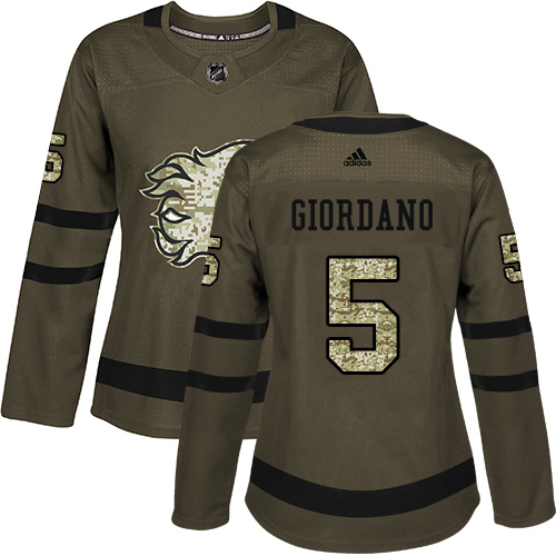 Adidas Flames #5 Mark Giordano Green Salute to Service Women's Stitched NHL Jersey Adidas Flames #5 Mark Giordano Green Salute to Service Women's Stitched NHL Jersey