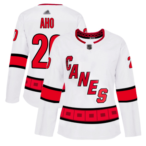 Adidas Hurricanes #20 Sebastian Aho White Road Authentic Women's Stitched NHL Jersey