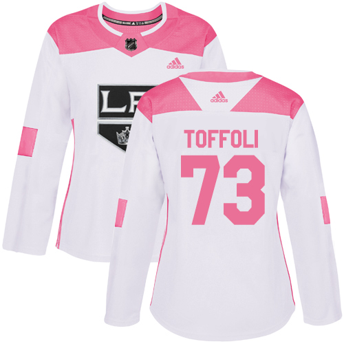 Adidas Kings #73 Tyler Toffoli White/Pink Authentic Fashion Women's Stitched NHL Jersey