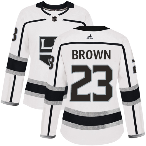 Adidas Kings #23 Dustin Brown White Road Authentic Women's Stitched NHL Jersey
