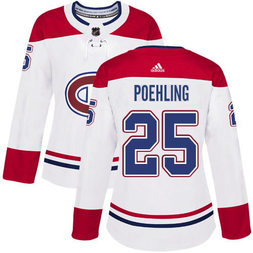 Adidas Canadiens #25 Ryan Poehling White Road Authentic Women's Stitched NHL Jersey Adidas Canadiens #25 Ryan Poehling White Road Authentic Women's Stitched NHL Jersey