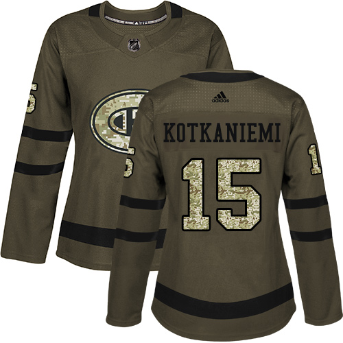 Adidas Canadiens #15 Jesperi Kotkaniemi Green Salute To Service Women's Stitched NHL Jersey