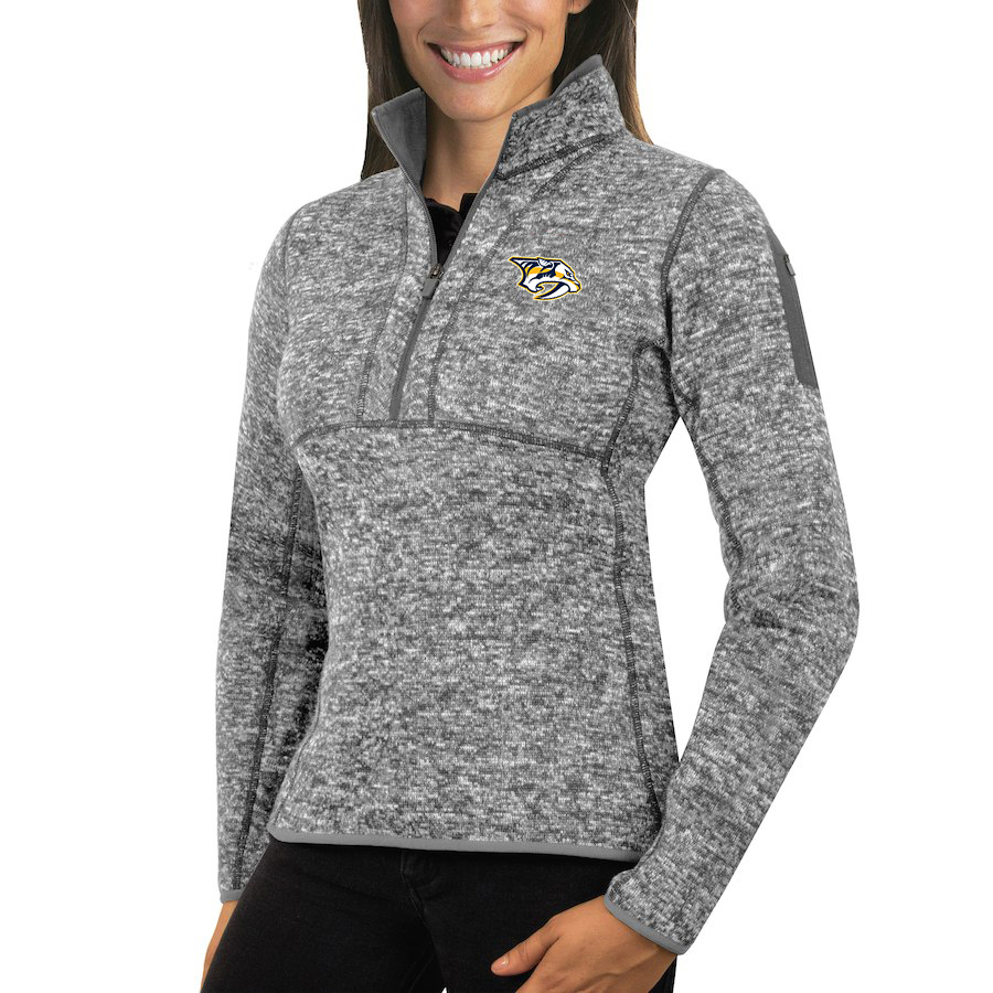 Nashville Predators Antigua Women's Fortune 1/2-Zip Pullover Sweater Black Nashville Predators Antigua Women's Fortune 1/2-Zip Pullover Sweater Black
