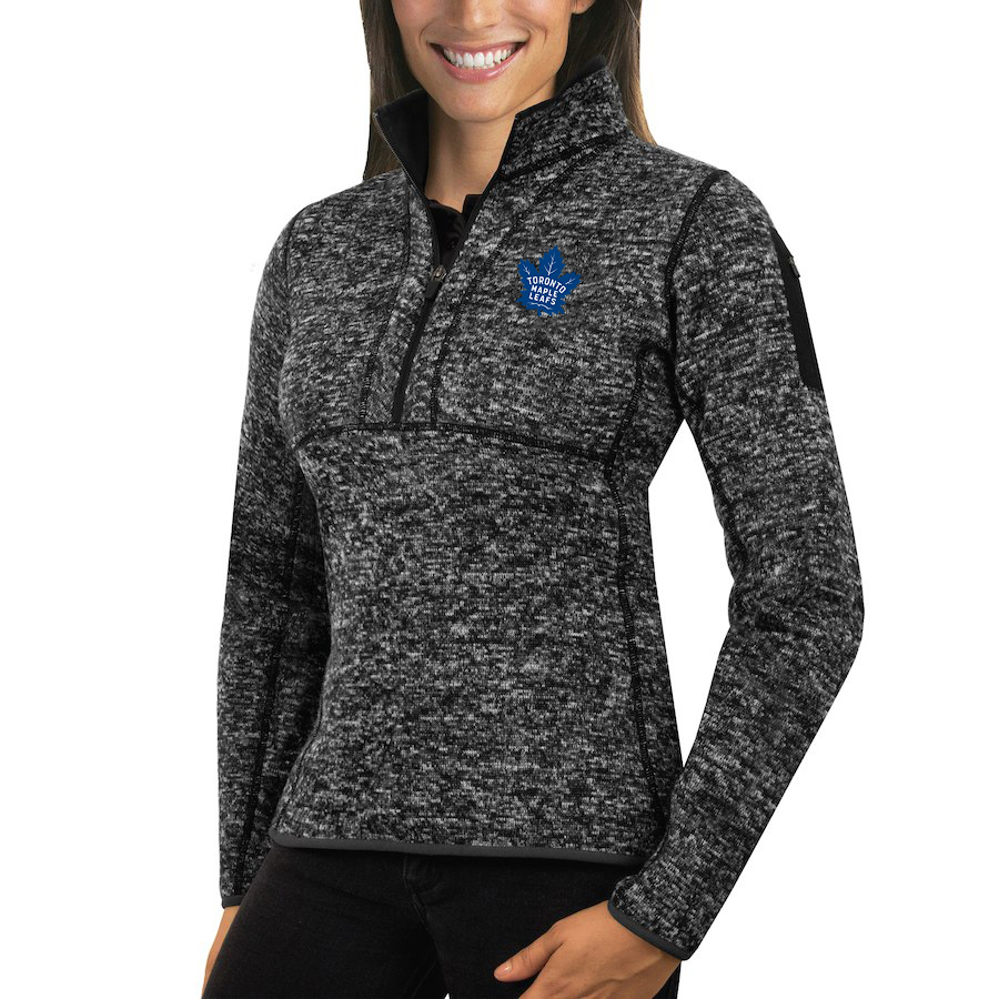 Toronto Maple Leafs Antigua Women's Fortune 1/2-Zip Pullover Sweater Charcoal Toronto Maple Leafs Antigua Women's Fortune 1/2-Zip Pullover Sweater Charcoal