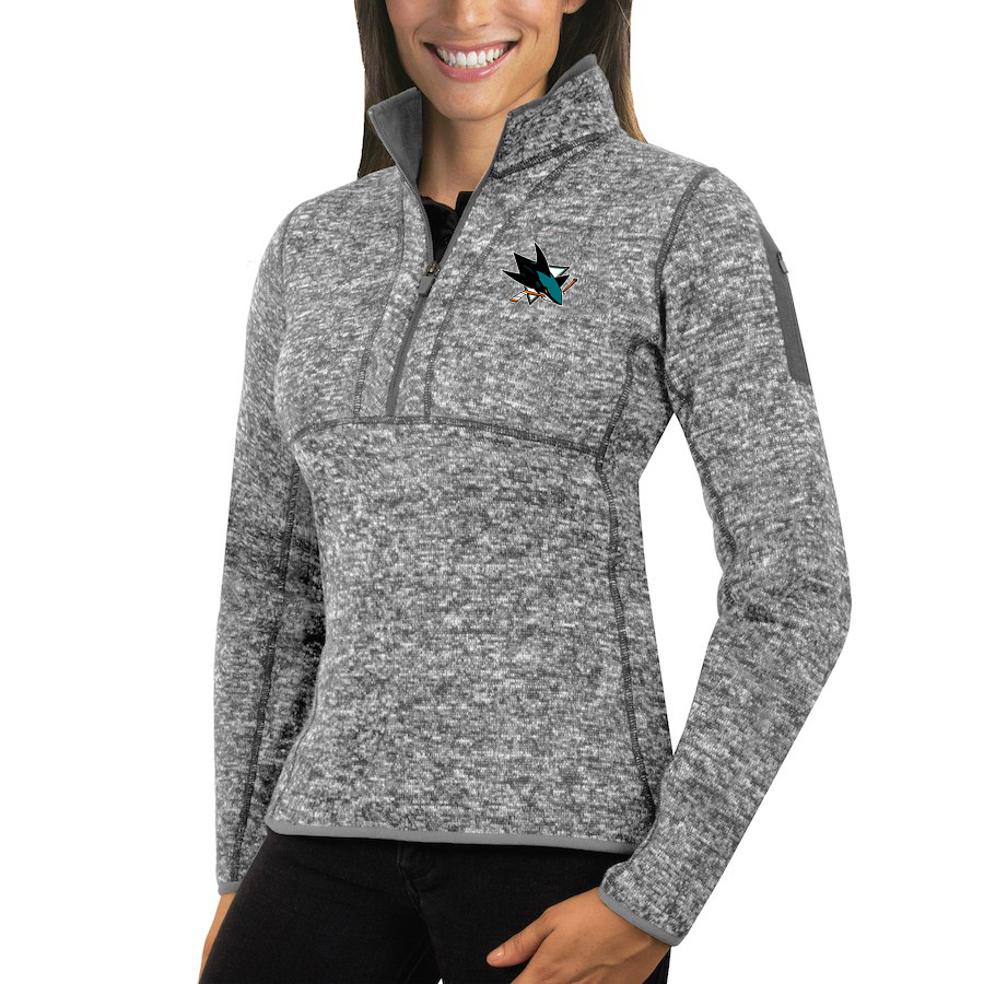 San Jose Sharks Antigua Women's Fortune 1/2-Zip Pullover Sweater Black