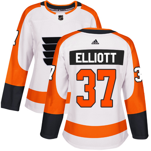 Adidas Flyers #37 Brian Elliott White Road Authentic Women's Stitched NHL Jersey