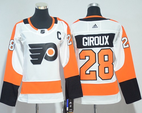 Adidas Flyers #28 Claude Giroux White Road Authentic Women's Stitched NHL Jersey