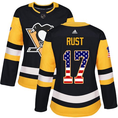 Adidas Penguins #17 Bryan Rust Black Home Authentic USA Flag Women's Stitched NHL Jersey Adidas Penguins #17 Bryan Rust Black Home Authentic USA Flag Women's Stitched NHL Jersey