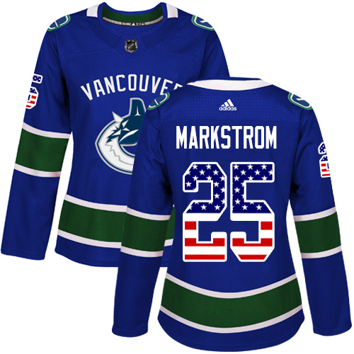 Adidas Canucks #25 Jacob Markstrom Blue Home Authentic USA Flag Women's Stitched NHL Jersey Adidas Canucks #25 Jacob Markstrom Blue Home Authentic USA Flag Women's Stitched NHL Jersey