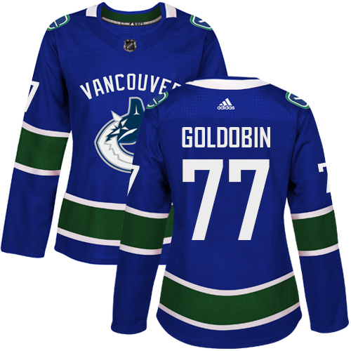 Adidas Canucks #77 Nikolay Goldobin Blue Home Authentic Women's Stitched NHL Jersey