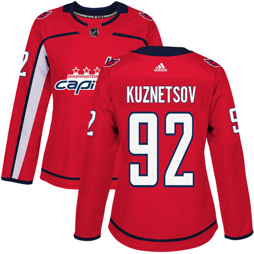 Adidas Capitals #92 Evgeny Kuznetsov Red Home Authentic Women's Stitched NHL Jersey