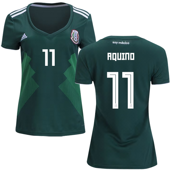 Women's Mexico #11 Aquino Home Soccer Country Jersey