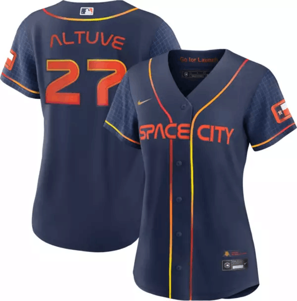 Women's Houston Astros #27 Jose Altuve 2022 Navy City Connect Flex Base Stitched Jersey(Run Small) Women's Houston Astros #27 Jose Altuve 2022 Navy City Connect Flex Base Stitched Jersey(Run Small)