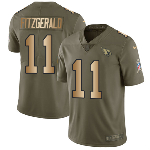 Nike Cardinals #11 Larry Fitzgerald Olive/Gold Youth Stitched NFL Limited 2017 Salute to Service Jersey