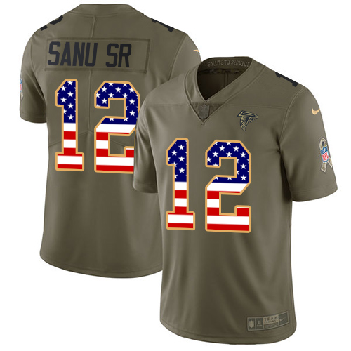 Nike Falcons #12 Mohamed Sanu Sr Olive/USA Flag Youth Stitched NFL Limited 2017 Salute to Service Jersey