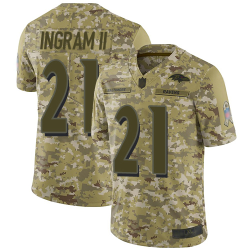 Nike Ravens #21 Mark Ingram II Camo Youth Stitched NFL Limited 2018 Salute to Service Jersey