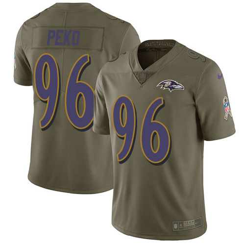 Nike Ravens #96 Domata Peko Sr Olive Youth Stitched NFL Limited 2017 Salute To Service Jersey