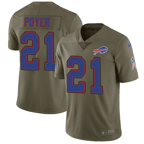 Nike Bills #21 Jordan Poyer Olive Youth Stitched NFL Limited 2017 Salute to Service Jersey