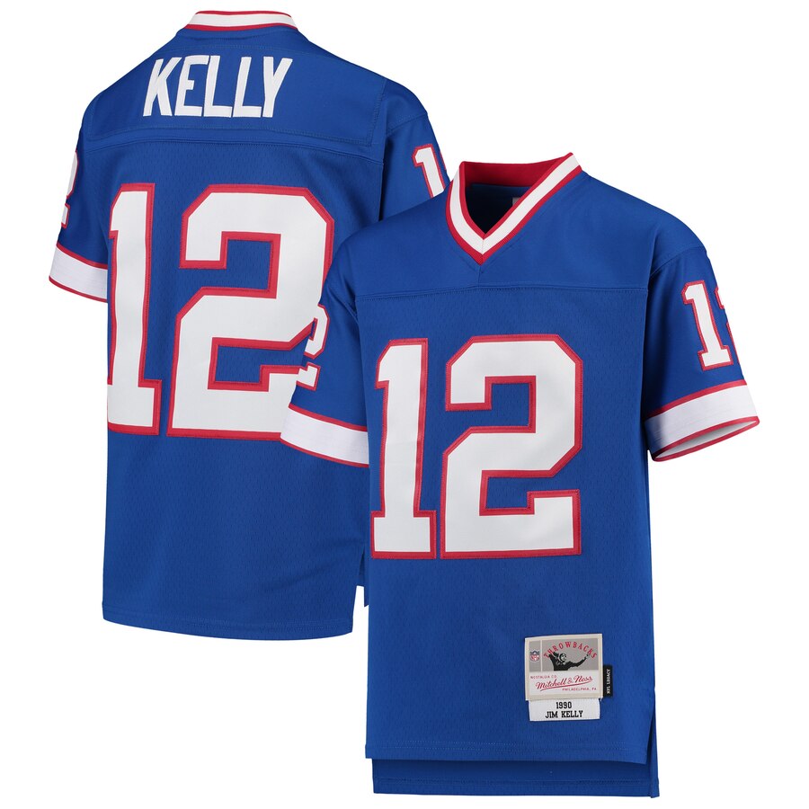 Youth Buffalo Bills #12 Jim Kelly Mitchell & Ness Royal 1990 Legacy Retired Player Jersey