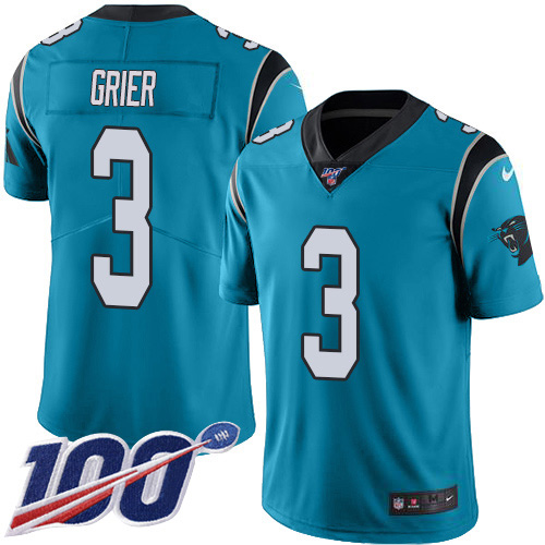 Nike Panthers #3 Will Grier Blue Alternate Youth Stitched NFL 100th Season Vapor Untouchable Limited Jersey