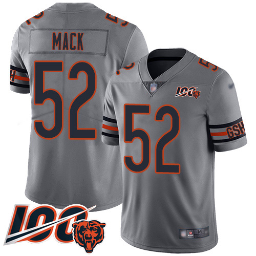 Nike Bears #52 Khalil Mack Silver Youth Stitched NFL Limited Inverted Legend 100th Season Jersey