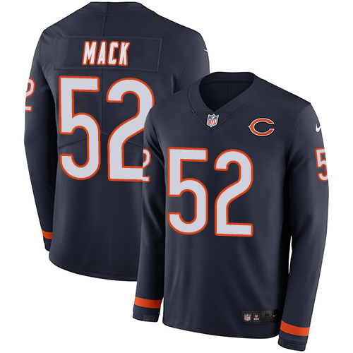 Nike Bears #52 Khalil Mack Navy Blue Team Color Youth Stitched NFL Limited Therma Long Sleeve Jersey