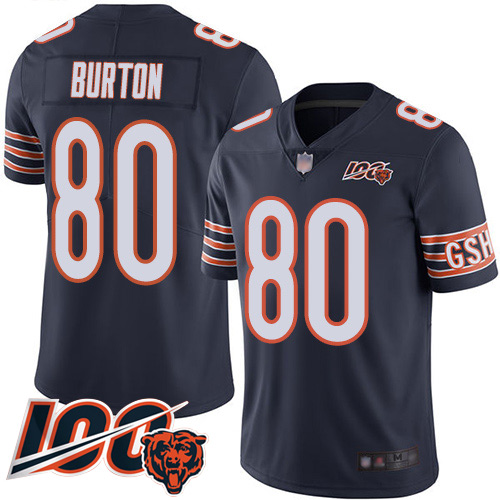 Nike Bears #80 Trey Burton Navy Blue Team Color Youth Stitched NFL 100th Season Vapor Limited Jersey