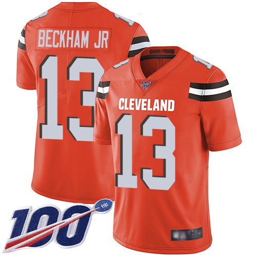 Nike Browns #13 Odell Beckham Jr Orange Alternate Youth Stitched NFL 100th Season Vapor Limited Jersey