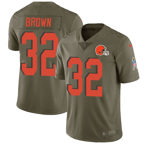 Nike Browns #32 Jim Brown Olive Youth Stitched NFL Limited 2017 Salute to Service Jersey