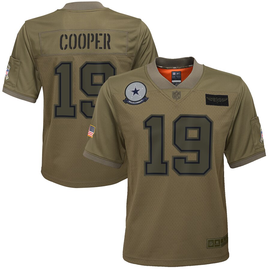 Youth Dallas Cowboys #19 Amari Cooper Nike Camo 2019 Salute to Service Game Jersey