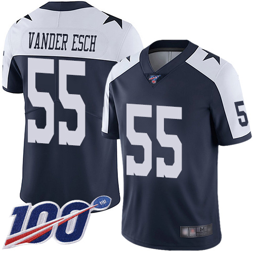 Nike Cowboys #55 Leighton Vander Esch Navy Blue Thanksgiving Youth Stitched NFL 100th Season Vapor Throwback Limited Jersey Nike Cowboys #55 Leighton Vander Esch Navy Blue Thanksgiving Youth Stitched NFL 100th Season Vapor Throwback Limited Jersey