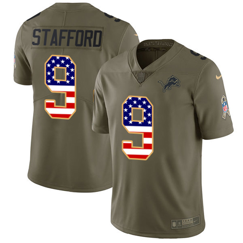 Nike Lions #9 Matthew Stafford Olive/USA Flag Youth Stitched NFL Limited 2017 Salute to Service Jersey Nike Lions #9 Matthew Stafford Olive/USA Flag Youth Stitched NFL Limited 2017 Salute to Service Jersey