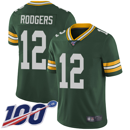 Nike Packers #12 Aaron Rodgers Green Team Color Youth Stitched NFL 100th Season Vapor Limited Jersey