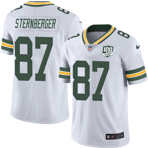 Nike Packers #87 Jace Sternberger White Youth 100th Season Stitched NFL Vapor Untouchable Limited Jersey