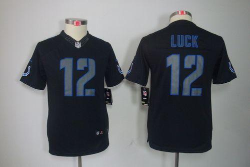 Nike Colts #12 Andrew Luck Black Impact Youth Stitched NFL Limited Jersey