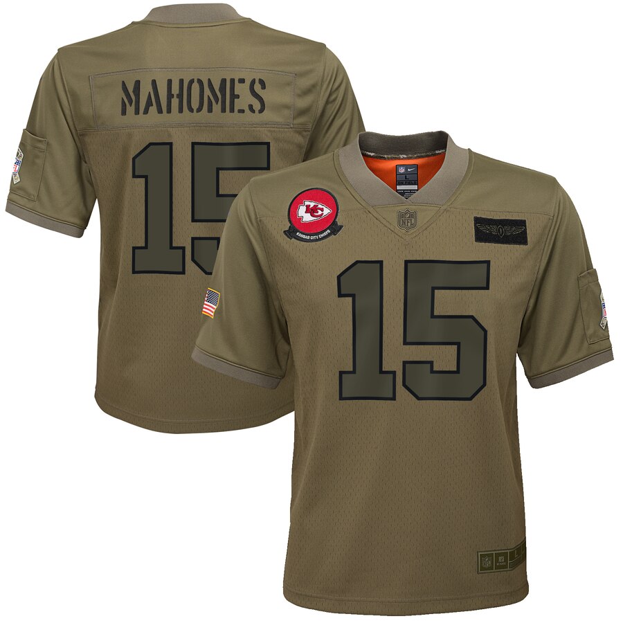 Youth Kansas City Chiefs #15 Patrick Mahomes Nike Camo 2019 Salute to Service Game Jersey