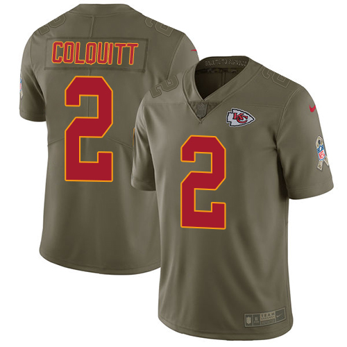 Nike Chiefs #2 Dustin Colquitt Olive Youth Stitched NFL Limited 2017 Salute to Service Jersey