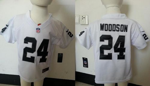 Toddler Nike Raiders #24 Charles Woodson White Stitched NFL Elite Jersey