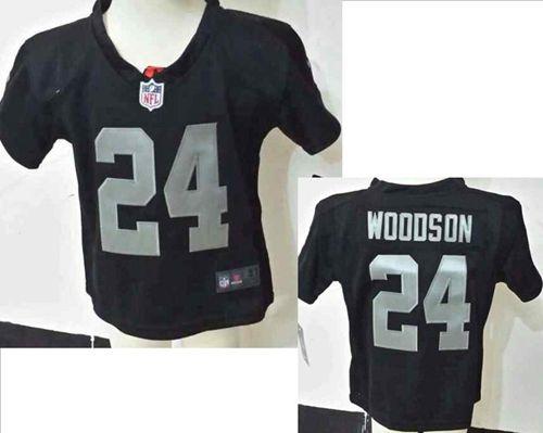 Toddler Nike Raiders #24 Charles Woodson Black Team Color Stitched NFL Elite Jersey