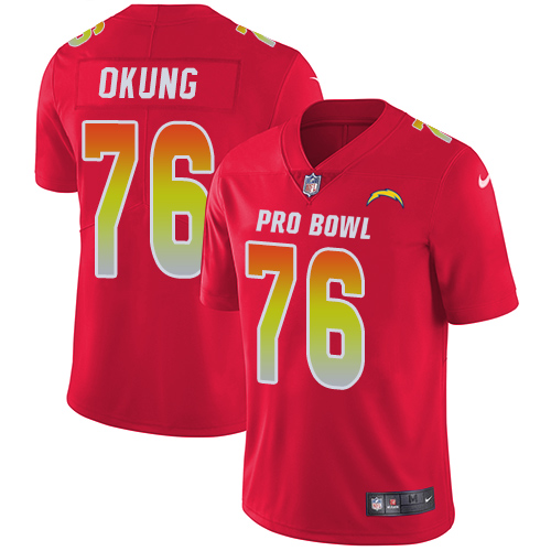 Nike Chargers #76 Russell Okung Red Youth Stitched NFL Limited AFC 2018 Pro Bowl Jersey Nike Chargers #76 Russell Okung Red Youth Stitched NFL Limited AFC 2018 Pro Bowl Jersey