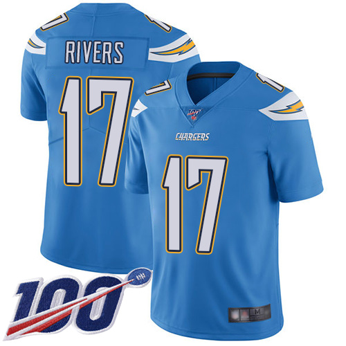 Nike Chargers #17 Philip Rivers Electric Blue Alternate Youth Stitched NFL 100th Season Vapor Limited Jersey