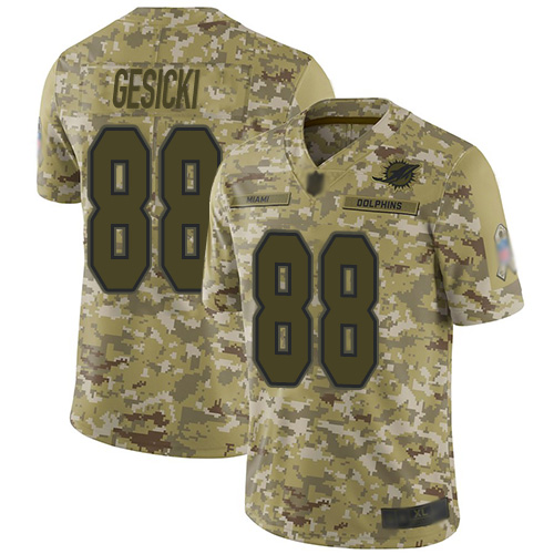 Nike Dolphins #88 Mike Gesicki Camo Youth Stitched NFL Limited 2018 Salute to Service Jersey