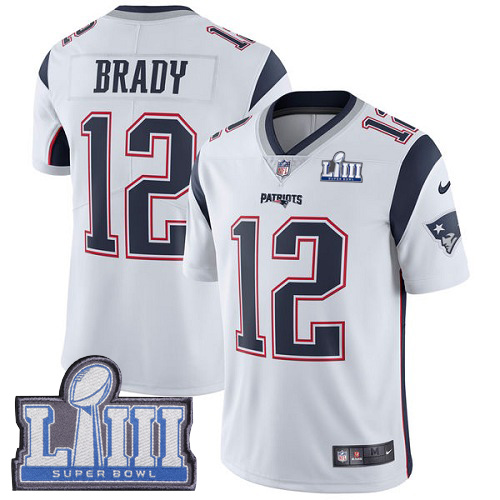 Nike Patriots #12 Tom Brady White Super Bowl LIII Bound Youth Stitched NFL Vapor Untouchable Limited Jersey Nike Patriots #12 Tom Brady White Super Bowl LIII Bound Youth Stitched NFL Vapor Untouchable Limited Jersey