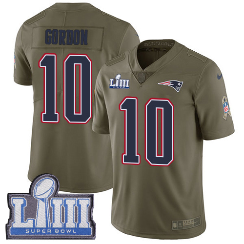 Nike Patriots #10 Josh Gordon Olive Super Bowl LIII Bound Youth Stitched NFL Limited 2017 Salute to Service Jersey