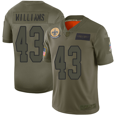 Nike Saints #43 Marcus Williams Camo Youth Stitched NFL Limited 2019 Salute to Service Jersey